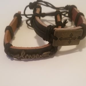 Black Leather bracelets for men and women